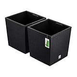 PAFEN 2X Blumentopf Blumenkübel Rattan-Optik 64 Liter - 39 x 41,5cm -...