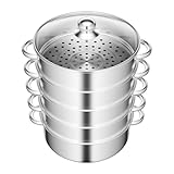 Mqwdxzfes 5-Etagen Edelstahl Dampfgarer, 304 Lebensmittel-Dämpftopf mit...