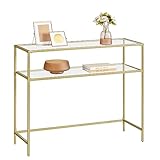 VASAGLE Konsolentisch, Beistelltisch, Oberfläche aus Hartglas, moderner...