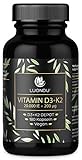 Luondu Vitamin D3 20.000 I.E + Vitamin K2 MK7 200 mcg Depot (180 Kapseln...