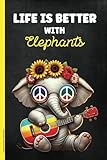 Lustige Elefanten Geschenke: Notizbuch Elefant liniertes A5 Buch mit Spruch LIFE...