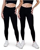 SES blickdichte Leggings Damen Baumwolle 2er Pack 40-42 schwarz - Baumwoll...