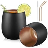 glastal 450ml Gin Gläser Schwarz Matt Trinkgläser 2er Set Wassergläser mit...