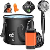 Rsaoty Campingdusche mit Pumpe, 3000mAh Campingdusche Akku Camping,Mobile...