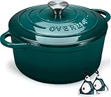 Overmont Bräter emaille Gusseisen Topf - Schmortopf 26cm backofengeeignet - mit...