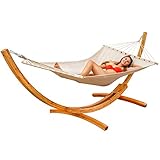 AMANKA XXL Hängematte mit Gestell - 325 cm Hängemattengestell Outdoor Holz -...
