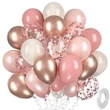 Luftballons Rosegold Retro Rosa, 30 Stück Altrosa Weiss Luftballon Set,...