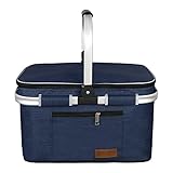 ABIUBIU 34L Kühltasche Einkaufskorb Picknickkorb Große isolierte Kühlkorb...