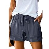 ANGGREK Damen-Shorts mit elastischem Bund und Kordelzug, Sommer-Strand-Shorts,...