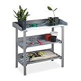 Relaxdays Pflanztisch, Gärtnertisch mit 3 Ebenen, Gewächshaus, Garten, Balkon...