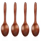 4 Stück Natürliches Holzlöffel Umweltfreundliches Besteck Suppenlöffel...