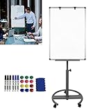 YRHome Flipchart mit Rollen 60x90 cm Whiteboard auf Rollenfuß Mobil Flipchart...