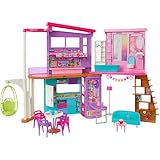 Barbie-Ferienhaus (116 x 77,9 cm), 6 Spielbereiche, komplett eingerichtet...