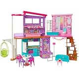 Barbie-Ferienhaus (116 x 77,9 cm), 6 Spielbereiche, komplett eingerichtet mit...