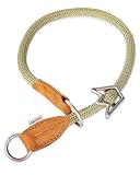 Rudelkönig Hundehalsband Emma - Elegantes Zugstopp Halsband aus Leder und Nylon...