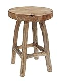 Spetebo Massiver Teak Holz Hocker 42 cm - Massivholz Sitzhocker Stabiler...