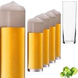 PLATINUX Hohe Biergläser 200ml (max. 240ml) Set 6-Teilig Bierstangen aus Glas...