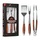 grillart® Premium Grillbesteck Set, 3-teilig aus hochwertigem Edelstahl und...