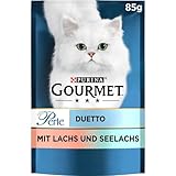 Gourmet Perle Duetto Katzenfutter nass, mit Lachs und Seelachs, 26er Pack (26 x...