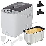 Arebos Brotbackautomat 1500g | mit 15 Programmen | 2 Knethaken | Timer | LCD...