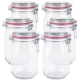 Drahtbügelglas 6er-Set | 1000 ml Fassungsvermögen inkl. Gummidichtung |...