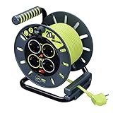 Masterplug Pro-XT 4-fach offene Spiralkabeltrommel mit Griff zum Aufwickeln,...