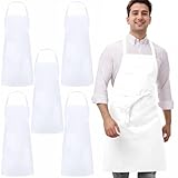 umboom 5 Stück Weiß Kochschürzen Set, Gastronomie Schürzen für Männer und...