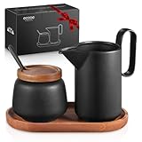 ecooe Milch und Zucker Set - Milchkännchen Schwarz Keramik und Zuckerdose, mit...