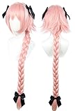 Linfairy Long Pink Cosplay Perücke mit 3 Bowknot Halloween Kostüm Perücke...