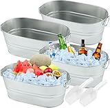 4 Stück Getränkewanne Getränkekühler mit Henkel Rund Zinkwanne mit Schaufeln...