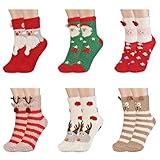 colornival Kuschelsocken Damen Weihnachtssocken 6 Paar Flauschig Warm Socken...