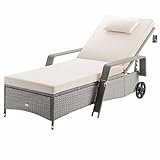 Casaria® Sonnenliege mit Rollen 7cm Auflage Extra Breit 90cm Gartenliege...