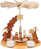 BRUBAKER Weihnachtspyramide aus Holz - Stern von Betlehem, Jesus, Maria, Josef...