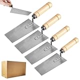 LEKEFETO Putzkelle Set, 4 Stück Maurerkelle mit Holzgriff, Trapezförmige...