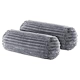 BaSaTex 2er Pack Nackenrolle Kissenbezug 15x40 Cashmere Touch Rip Cord |...