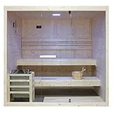 HORI® Moderne Sauna Heimsauna inkl. Ofen & Saunasteine | 6 kW Ofen I 4-5...