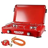 WALTER Duo Campingkocher mit 2 Brennern, stufenloser Regelung & kompaktem Design...