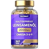 Leinöl Kapseln 2000mg | Omega 3 6 9 | 360 Hochdosiert Weichkapseln - 6 Monate...