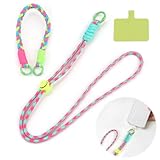 Handykette Set 2 farbige Handyhalsketten und Handyarmbänder in klarer...