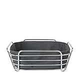blomus -DELARA- Brotkorb L aus verchromtem Stahl, Magnet, Baumwoll-Stofftasche,...