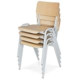 BRB 4-teiliges Stapelstuhl-Set, Gestell lichtgrau, stapelbar, Sitz/Lehne aus...