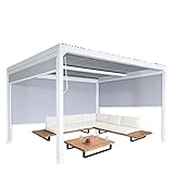 Alu Pergola HWC-L41 mit 3X Seitenwand, Lamellen-Pavillon, stabiles...