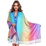 Alyxiavia Weiche bunte Blume Jacquard Baumwolle Quaste Schal und Schal Pashmina...