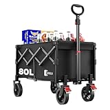 SUNULA Bollerwagen Faltbar Klein 80L 100KG, Faltbarer Bollerwagen Klappbarer...