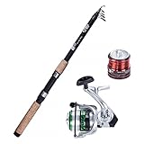 Zite Fishing Angelset Forelle - Forellen Combo Teleskop-Rute 2,40m & Angel-Rolle...