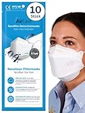 Air Ease FFP2 Masken 10 Stück, Fischform, weiß, CE 2233 zertifiziert, einzeln...