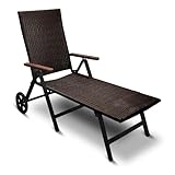 Aluminium Polyrattan Rollliege Relaxliege 120 kg belastbar Sonnenliege Klappbare...