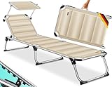 KESSER® Sonnenliege Sun mit Dach Gartenliege Liegestuhl klappbar Sonnendach...