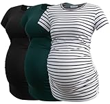 Smallshow Damen Umstandsmode Tops Seitlich Geraffte Schwangerschafts Umstandstop...