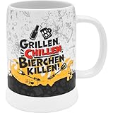GRUSS & CO Bierkrug Motiv Grillen | Vatertag | Männergeschenk | Steinzeug | 60...